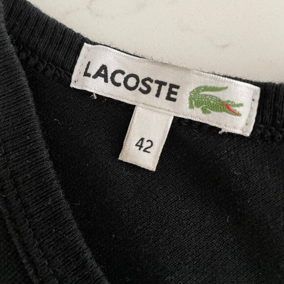 Lacoste Slvless Crew Nk Midi Cotton Sheath Dress Black Sz 42 - Picture 8 of 13